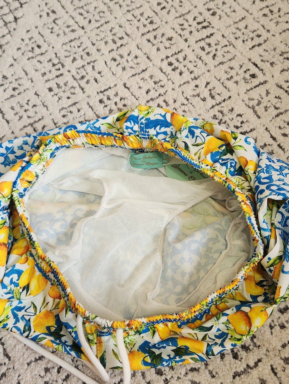 Boxer costume by Antica Sartoria by Giacomo Swimsuit Trunks Lemons Blue Yellow - Picture 8 of 15